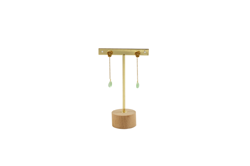 oorbellen rosa met hanger edelsteen groen