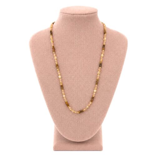 ketting kraaltjes edelsteen goudkleurig stainless steel